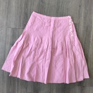 Calvin Klein Pink Embroidered Cotton Flare Skirt w/Button Detail Women's Size 2